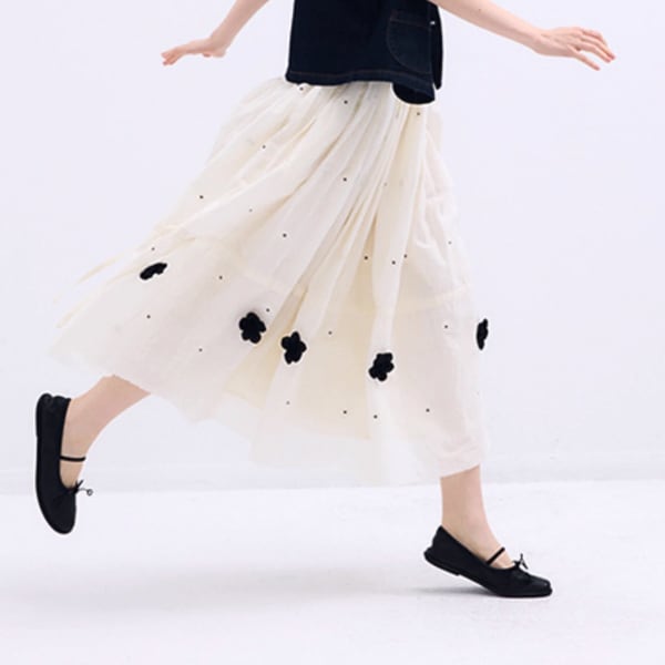 立体フラワー装飾の芸術：リボンロングスカート 《P0173》