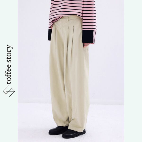 【2color】お花のボタンディテール♡純綿バルーンパンツ 《P0175》