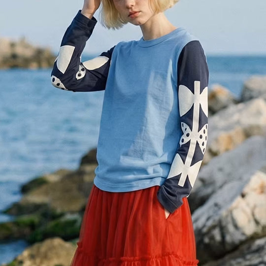 【2color】モチーフで遊ぶ カジュアルアートスリーブTシャツ《i0857》