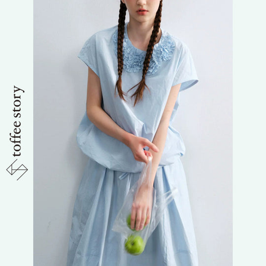 【2color】花を纏うコクーンセットアップ《P0399》