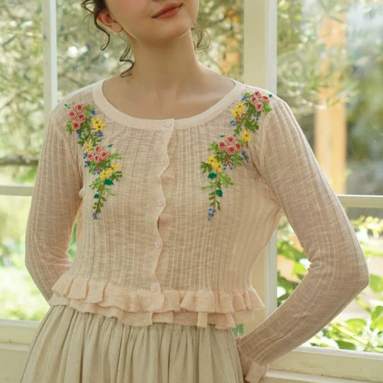 【5color】小花刺繍が可憐なトップス《Y0682》